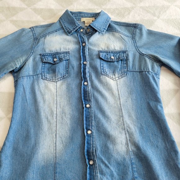 JAPNA Cotton Lightweight Classic Blue Shirt, Long Sleeve Casual Shirt, Size S - Picture 4 of 9